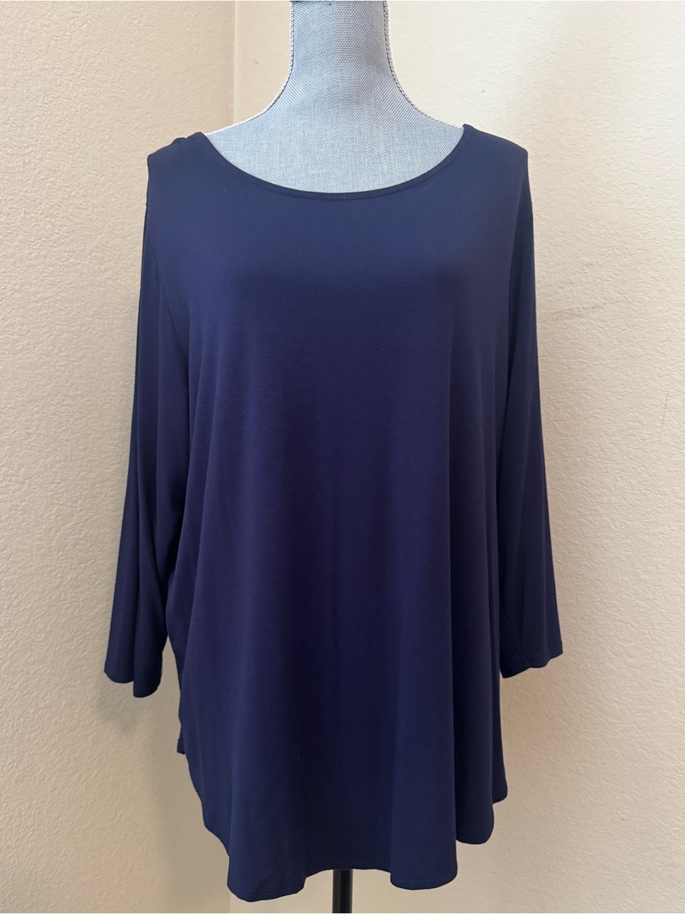 Philosophy Navy Scoop Neck Long Sleeve Top